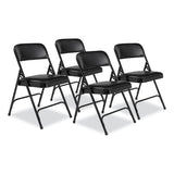 NPS® 1200 Series Premium Vinyl Dual-Hinge Folding Chair, Supports 500 lb, 17.75" Seat Ht, Caviar Black, 4/CT,Ships in 1-3 Bus Days (NPS1210) Case of 4