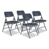 NPS® 300 Series Deluxe All-Steel Triple Brace Folding Chair, Supports 480 lb, 17.25" Seat Height, Blue, 4/CT,Ships in 1-3 Bus Days (NPS304) Case of 4