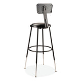 NPS® 6400 Series Height Adj Heavy Duty Vinyl Steel Stool w/Backrest, Supports 300 lb, 25"-33" Seat Ht, Black,Ships in 1-3 Bus Days (NPS6424HB10) Each