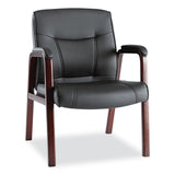Alera® Alera Madaris Series Bonded Leather Guest Chair with Wood Trim Legs, 25.39" x 25.98" x 35.62", Black Seat/Back, Mahogany Base (ALEMA43ALS10M) Each