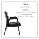 Alera® Alera Madaris Series Bonded Leather Guest Chair with Wood Trim Legs, 25.39" x 25.98" x 35.62", Black Seat/Back, Mahogany Base (ALEMA43ALS10M) Each
