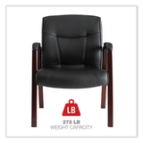 Alera® Alera Madaris Series Bonded Leather Guest Chair with Wood Trim Legs, 25.39" x 25.98" x 35.62", Black Seat/Back, Mahogany Base (ALEMA43ALS10M) Each