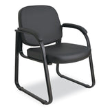 Alera® Alera Genaro Series Faux Leather Half-Back Sled Base Guest Chair, 25" x 24.80" x 33.66", Black Seat, Black Back, Black Base (ALERL43C16) Each