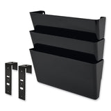 deflecto® DocuPocket Stackable Three-Pocket Partition Wall File, 3 Sections, Letter Size, 13" x 4", Black (DEF73504) Each