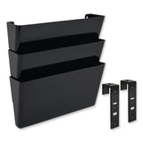deflecto® DocuPocket Stackable Three-Pocket Partition Wall File, 3 Sections, Letter Size, 13" x 4", Black (DEF73504) Each