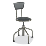Safco® Diesel Low Base Stool w/Back, Supports 250lb, 16" to 22" High Black Seat, Black Back, Pewter Base, Ships in 1-3 Business Days (SAF6668) Each
