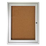 Ghent 1 Door Enclosed Natural Cork Bulletin Board with Satin Aluminum Frame, 18 x 24, Tan Surface, Ships in 7-10 Business Days (GHEPA12418K) Each