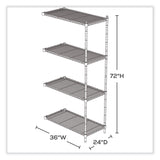Safco® Industrial Add-On Unit, Four-Shelf, 36w x 24d x 72h, Steel, Metallic Gray, Ships in 1-3 Business Days (SAF5289GR)