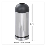 Safco® Waste Receptacle, 15 gal, Steel, Stainless Steel/Black, Ships in 1-3 Business Days (SAF9871) Each