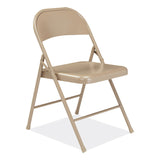 BASICS by NPS® 900 Series All-Steel Folding Chair, Supports 250lb, 17.75" Seat Height, Beige Seat/Back/Base, 4/CT,Ships in 1-3 Business Days (NPS901) Case of 4