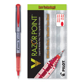 Pilot® V Razor Point Liquid Ink Porous Point Pen, Stick, Extra-Fine 0.5 mm, Red Ink, Gray/Translucent Red Barrel, Dozen (PIL11022) 1 Dozen
