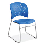 Safco® Reve GuestBistro Chair with Sled Base, Supports Up to 250 lb, 18" Seat Height, Blue Seat/Back, Silver Base, 2/Carton (SAF6804BU) Case of 2