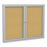 Ghent 2 Door Enclosed Natural Cork Bulletin Board with Satin Aluminum Frame, 60 x 48, Tan Surface, Ships in 7-10 Business Days (GHEPA24860K) Each
