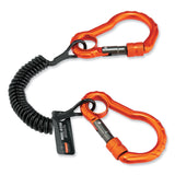 ergodyne® Squids 3166 Coiled Tool Lanyard with Two Carabiners, 2 lb Max Working Capacity, 12" Long, Black, Ships in 1-3 Business Days (EGO19162) Each