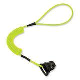 ergodyne® Squids 3158 Coiled Lanyard with Clamp, 2 lb Max Working Capacity, 12" to 48" Long, Lime, Ships in 1-3 Business Days (EGO19159) Each