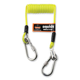 ergodyne® Squids 3130S Coiled Cable Lanyard with Carabiners, 2 lb Max Working Capacity, 6.5" to 48", Lime, Ships in 1-3 Business Days (EGO19130) Each