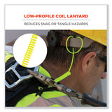 ergodyne® Squids 3158 Coiled Lanyard with Clamp, 2 lb Max Working Capacity, 12" to 48" Long, Lime, Ships in 1-3 Business Days (EGO19159) Each