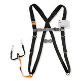 ergodyne® Squids 3138 Padded Barcode Scanner Lanyard Harness, 27" Arm Straps,18.5" Lanyard,Black/Orange/Gray,Ships in 1-3 Business Days (EGO19188) Each