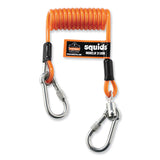 ergodyne® Squids 3130M Coiled Cable Lanyard with Carabiners, 5 lb Max Working Capacity, 6.5" to 48", Orange, Ships in 1-3 Business Days (EGO19131) Each