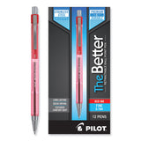 Pilot® Better Ballpoint Pen, Retractable, Fine 0.7 mm, Red Ink, Translucent Red Barrel, Dozen (PIL30002) 1 Dozen