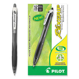 Pilot® RexGrip BeGreen Ballpoint Pen, Retractable, Medium 1 mm, Black Ink, Smoke/Black Barrel, Dozen (PIL32370) 1 Dozen