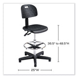 Safco® Soft Tough Deluxe Workbench Chair, Supports 250 lb, 22" to 32" High Black Seat, Black/Silver Base, Ships in 1-3 Business Days (SAF6912) Each