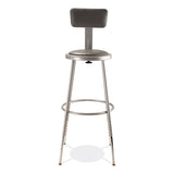NPS® 6400 Series Height Adjustable Heavy Duty Padded Stool w/Backrest, Supports 300lb, 25"-33" Seat Ht, Gray,Ships in 1-3 Bus Days (NPS6424HB) Each