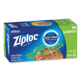 Ziploc® Resealable Sandwich Bags, 1.2 mil, 6.5" x 5.88", Clear, 90 Bags/Box, 12 Boxes/Carton (SJN315885) Case of 1080