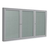 Ghent 3 Door Enclosed Vinyl Bulletin Board with Satin Aluminum Frame, 96 x 48, Silver Surface, Ships in 7-10 Business Days (GHEPA34896VX193) Each