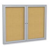 Ghent 2 Door Enclosed Natural Cork Bulletin Board with Satin Aluminum Frame, 72 x 36, Tan Surface, Ships in 7-10 Business Days (GHEPA33672K) Each