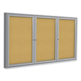 Ghent 3 Door Enclosed Natural Cork Bulletin Board with Satin Aluminum Frame, 96 x 48, Tan Surface, Ships in 7-10 Business Days (GHEPA34896K) Each