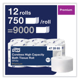 Tork® Coreless High Capacity Bath Tissue, 2-Ply, White, 750 Sheets/Roll, White, 12/Carton (TRK472885) Case of 12