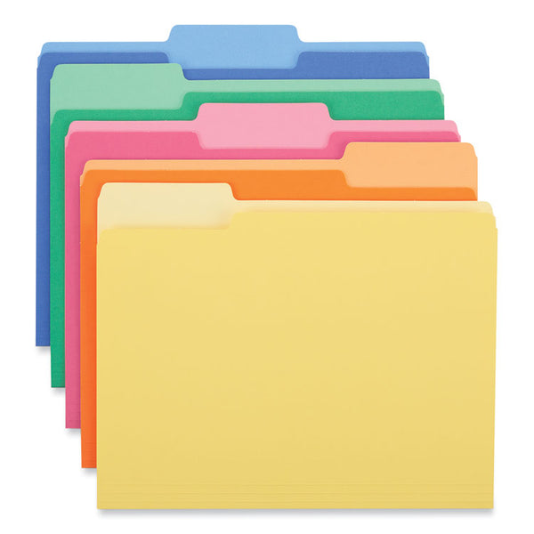 Universal® Deluxe Heavyweight File Folders, 1/3-Cut Tabs: Assorted, Letter Size, 0.75" Expansion, Assorted Colors, 50/Box (UNV16466)