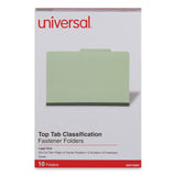 Universal® Six-Section Pressboard Classification Folders, 2" Expansion, 2 Dividers, 6 Fasteners, Legal Size, Green Exterior, 10/Box (UNV10281) Each