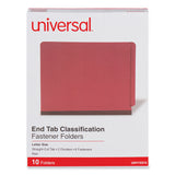 Universal® Red Pressboard End Tab Classification Folders, 2" Expansion, 2 Dividers, 6 Fasteners, Letter Size, Red Exterior, 10/Box (UNV10315) Box of 10