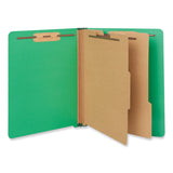 Universal® Deluxe Six-Section Pressboard End Tab Classification Folders, 2 Dividers, 6 Fasteners, Letter Size, Green, 10/Box (UNV10317) Box of 10