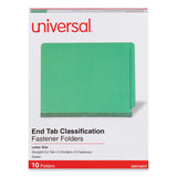 Universal® Deluxe Six-Section Pressboard End Tab Classification Folders, 2 Dividers, 6 Fasteners, Letter Size, Green, 10/Box (UNV10317) Box of 10
