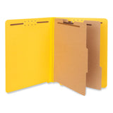 Universal® Deluxe Six-Section Pressboard End Tab Classification Folders, 2 Dividers, 6 Fasteners, Letter Size, Yellow, 10/Box (UNV10319) Box of 10