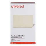 Universal® Reinforced End Tab Fastener Folders, 0.75" Expansion, 2 Fasteners, Legal Size, Manila Exterior, 50/Box (UNV13220) Box of 50