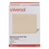 Universal® Deluxe Reinforced End Tab Folders, Straight Tabs, Letter Size, 0.75" Expansion, Manila, 100/Box (UNV13330) Box of 100