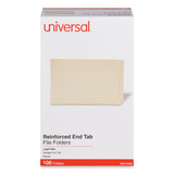 Universal® Deluxe Reinforced End Tab Folders, Straight Tabs, Legal Size, 0.75" Expansion, Manila, 100/Box (UNV13350) Box of 100