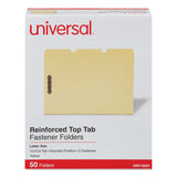 Universal® Deluxe Reinforced Top Tab Fastener Folders, 0.75" Expansion, 2 Fasteners, Letter Size, Yellow Exterior, 50/Box (UNV13524) Box of 50