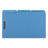 Universal® Deluxe Reinforced Top Tab Fastener Folders, 0.75" Expansion, 2 Fasteners, Legal Size, Blue Exterior, 50/Box (UNV13525) Box of 50