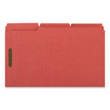 Universal® Deluxe Reinforced Top Tab Fastener Folders, 0.75" Expansion, 2 Fasteners, Legal Size, Red Exterior, 50/Box (UNV13527) Box of 50