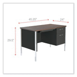 Alera® Single Pedestal Steel Desk, 45.25" x 24" x 29.5", Mocha/Black (ALESD4524BM) Each