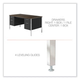 Alera® Double Pedestal Steel Credenza, 60w x 24d x 29.5h, Mocha/Black (ALESD6024BM) Each