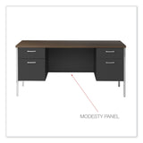Alera® Double Pedestal Steel Credenza, 60w x 24d x 29.5h, Mocha/Black (ALESD6024BM) Each