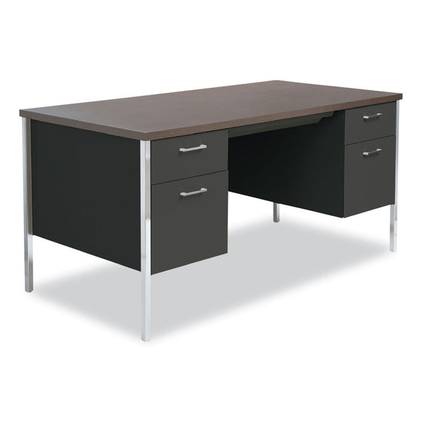 Alera® Double Pedestal Steel Desk, 60" x 30" x 29.5", Mocha/Black (ALESD6030BM)