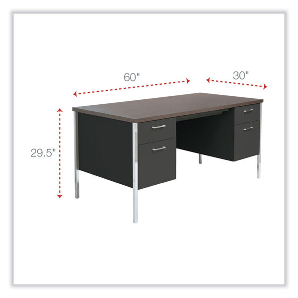 Alera® Double Pedestal Steel Desk, 60" x 30" x 29.5", Mocha/Black (ALESD6030BM)