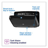 Tork® Elevation Bath Tissue Mini-Jumbo Roll Twin Dispenser, 17 x 5.69 x 10.13, Black (TRK5555290) Each